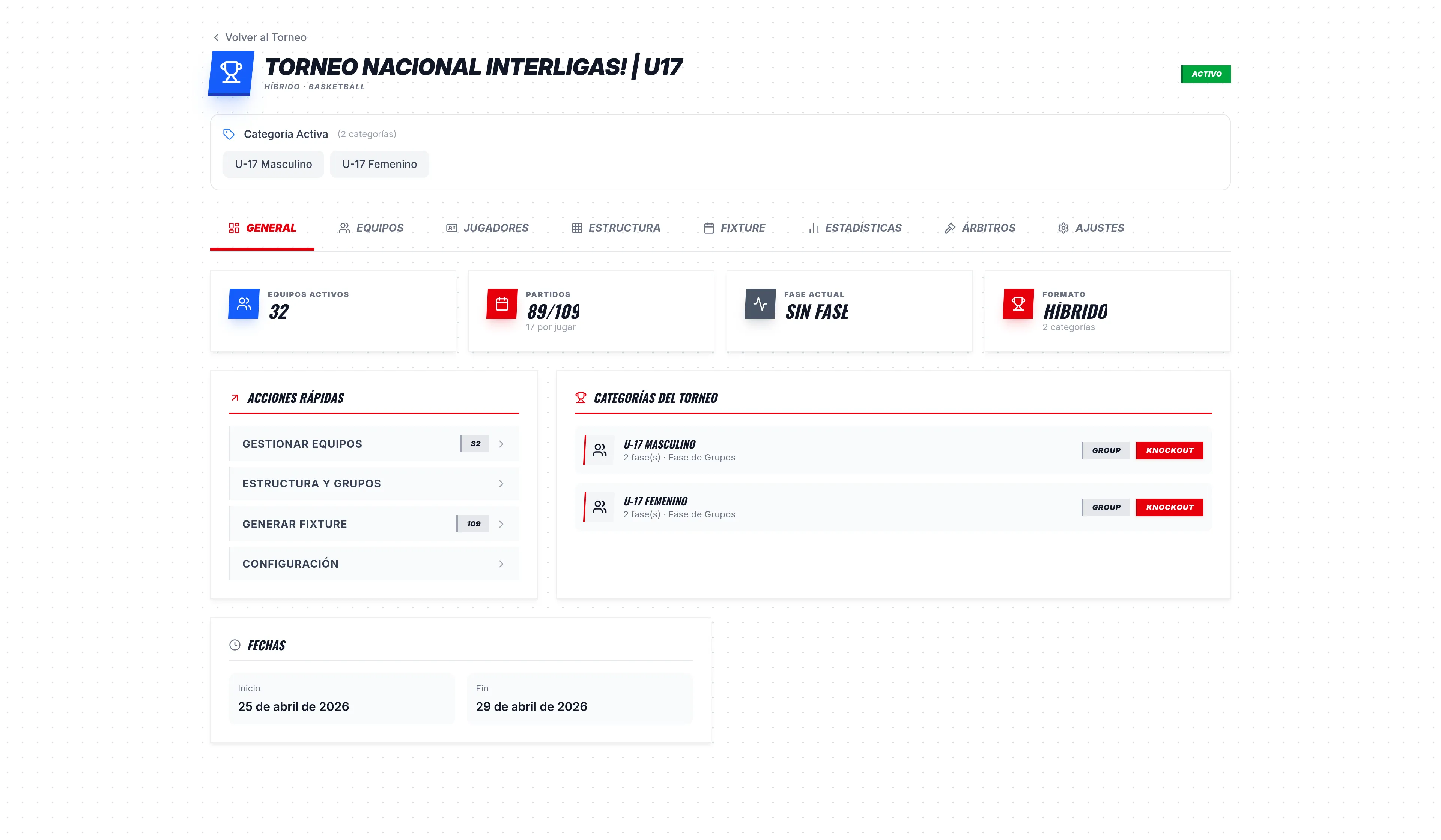 Plataforma de Torneos LegadoSport